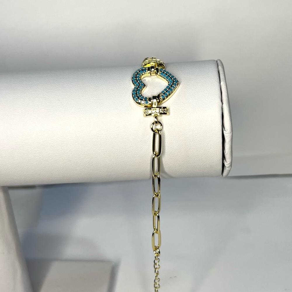 14k gold filled paperclip heart bracelet